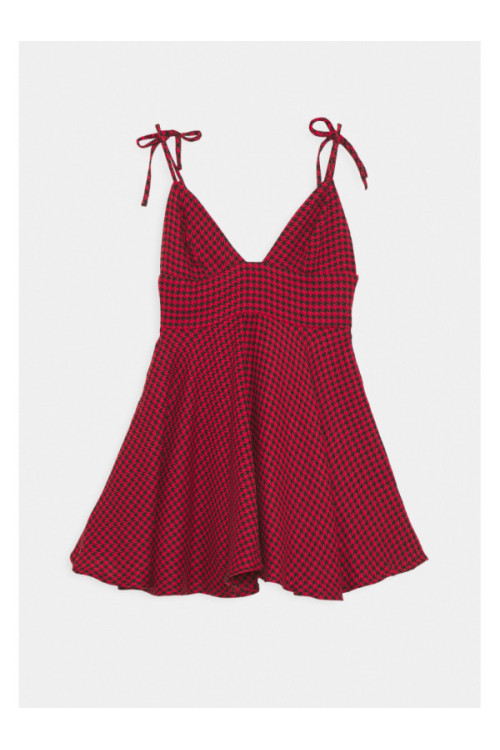DOGTOOTH TIE STRAP SKATER suknelė - Day suknelė