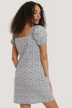 Printed Square Neck Mini Dress