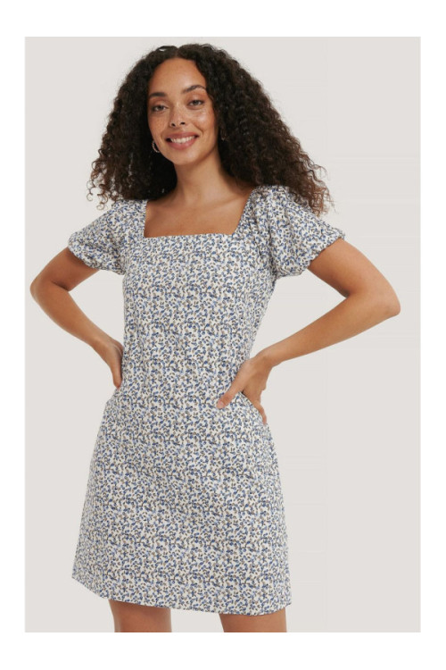 Printed Square Neck Mini Dress