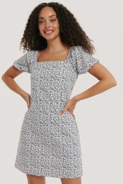 Printed Square Neck Mini Dress