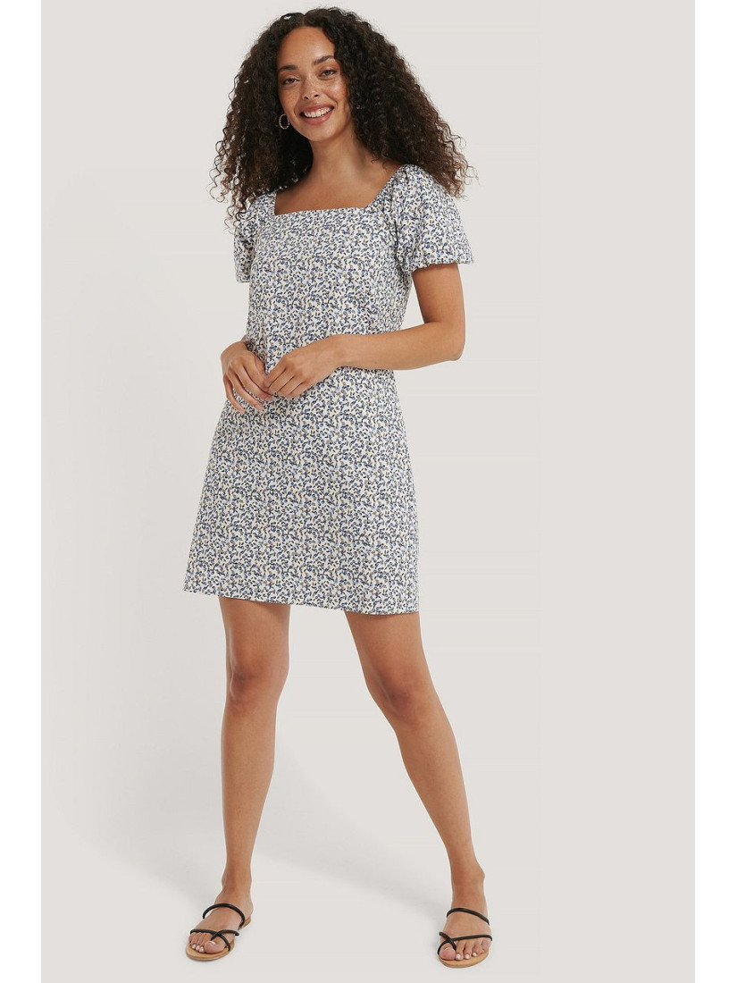 Printed Square Neck Mini Dress