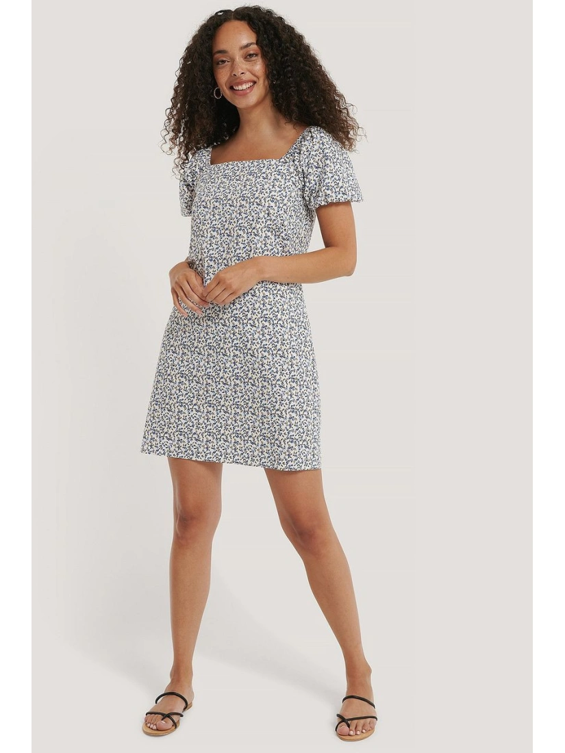 Printed Square Neck Mini Dress