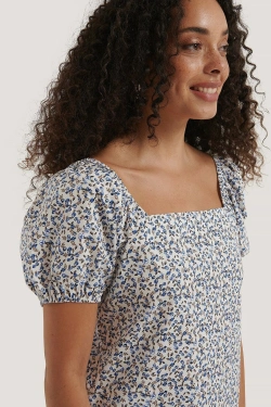Printed Square Neck Mini Dress