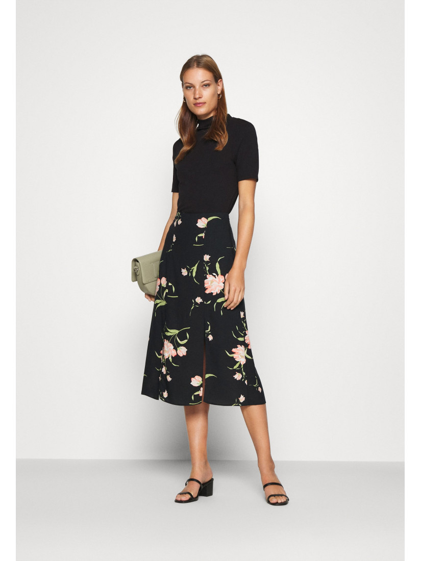FLORAL SIDE SPLIT MIDI sijonas - A-line sijonas (small defect)