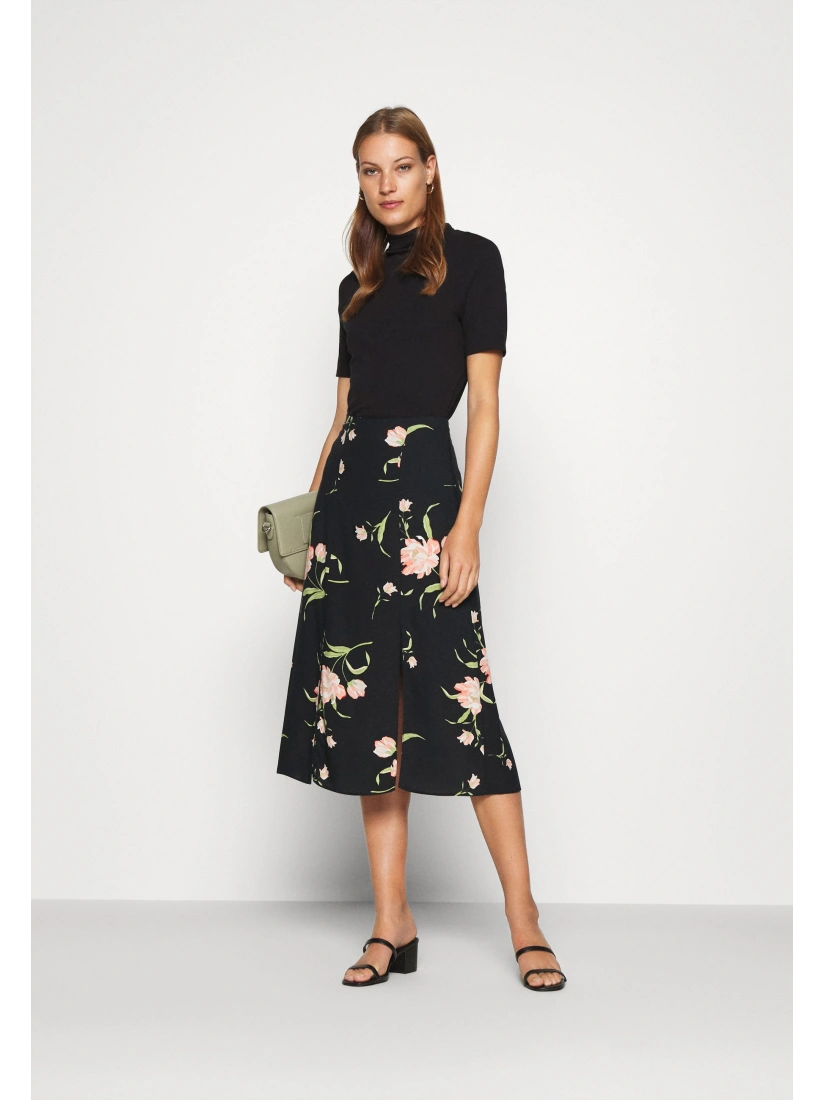 FLORAL SIDE SPLIT MIDI sijonas - A-line sijonas (small defect)