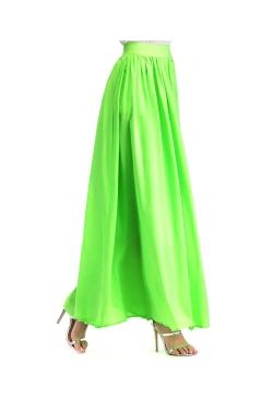 Light Green Silk-Blend Maxi Skirt