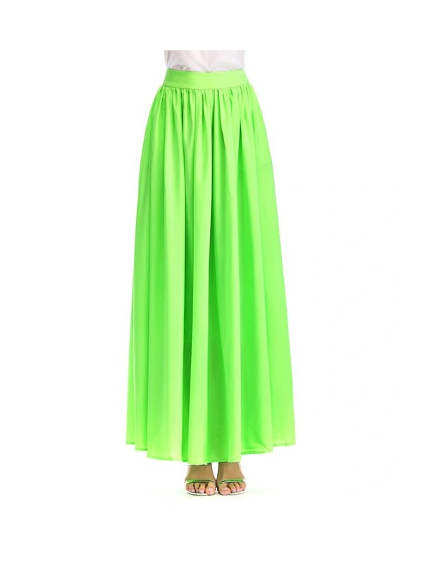 Light Green Silk-Blend Maxi Skirt