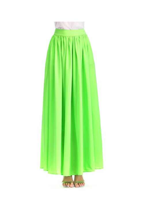 Light Green Silk-Blend Maxi Skirt