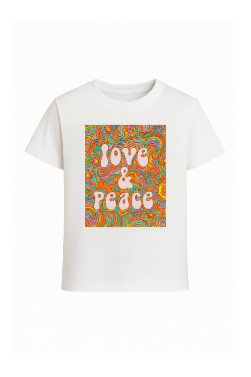 Girls' "Love & Peace" Printed T-Shirt