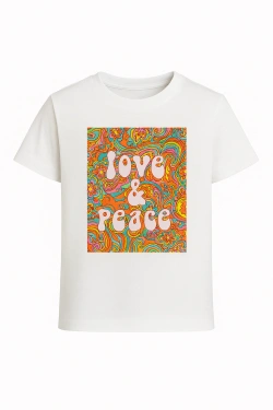 Girls' "Love & Peace" Printed T-Shirt