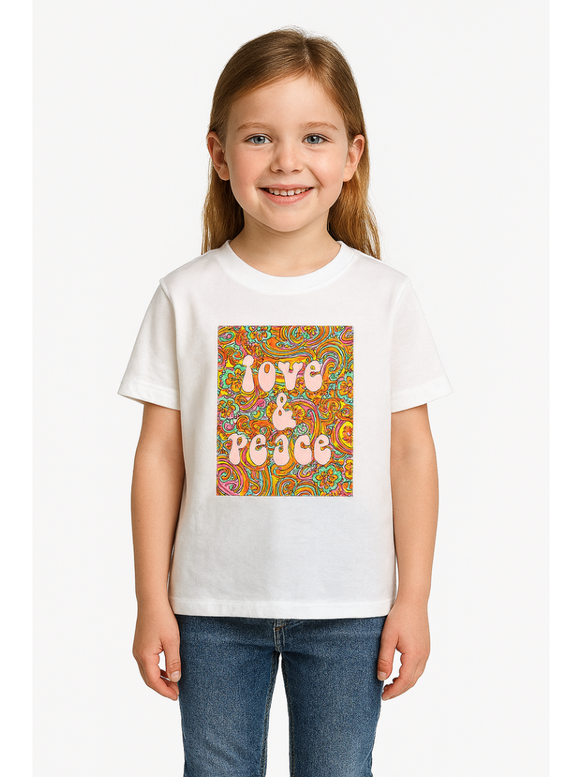 Girls' "Love & Peace" Printed T-Shirt