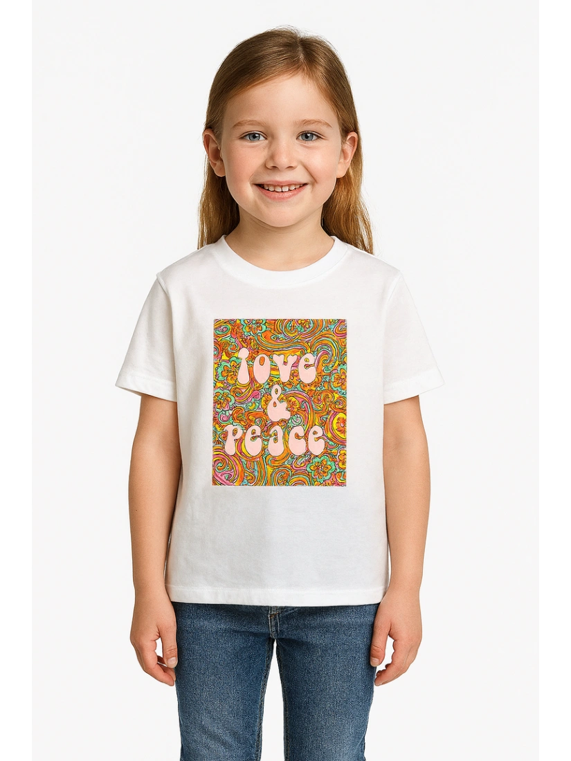 Girls' "Love & Peace" Printed T-Shirt