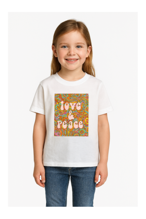 Girls' "Love & Peace" Printed T-Shirt