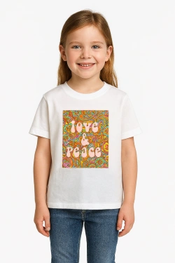 Girls' "Love & Peace" Printed T-Shirt