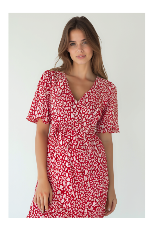 Ladies dress - RED WHITE HEART