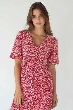 Ladies dress - RED WHITE HEART