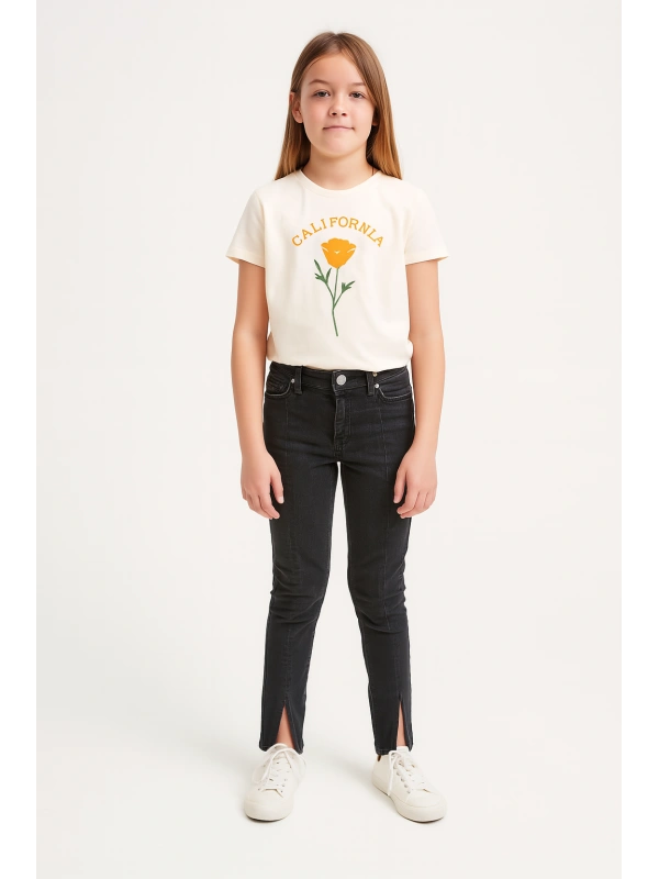 Girls' Slim-Fit Jeans with Front Slits