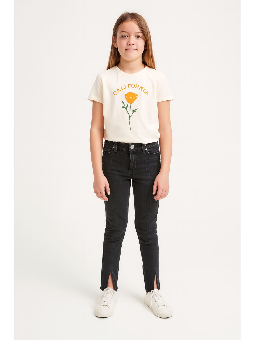 Girls' Slim-Fit džinsai with Front Slits