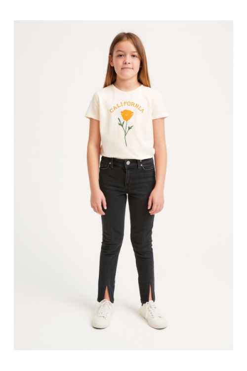 Girls' Slim-Fit džinsai with Front Slits