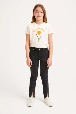 Girls' Slim-Fit džinsai with Front Slits