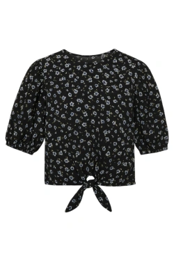 Girl's Floral Print Blouse with Front Tie