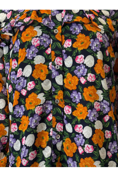 Women's Floral Blouse with Ruffles