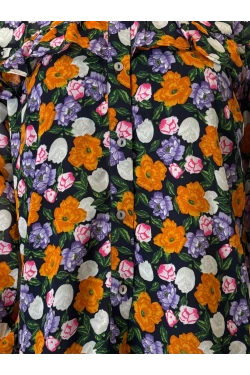 Women's Floral Blouse with Ruffles