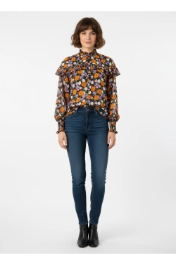 Women's Floral Blouse with Ruffles