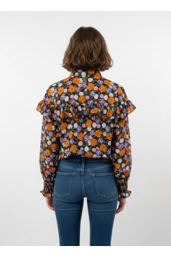 Women's Floral Blouse with Ruffles