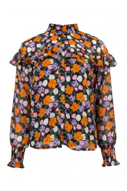 Women's Floral Blouse with Ruffles