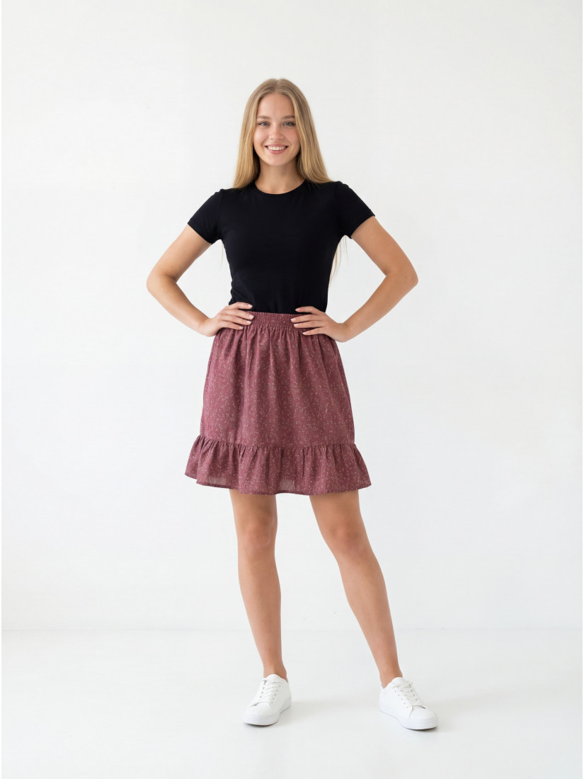 Skirt with Ruffle Hem and Fine Print