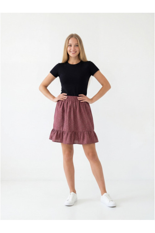 Skirt with Ruffle Hem and Fine Print