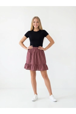Skirt with Ruffle Hem and Fine Print