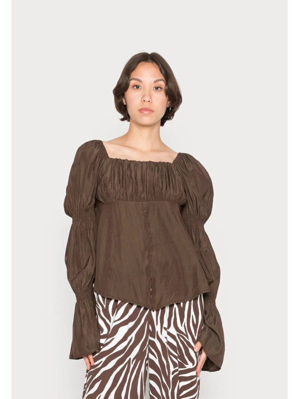 MILKMAID FLUTED - Blusa - chocolate