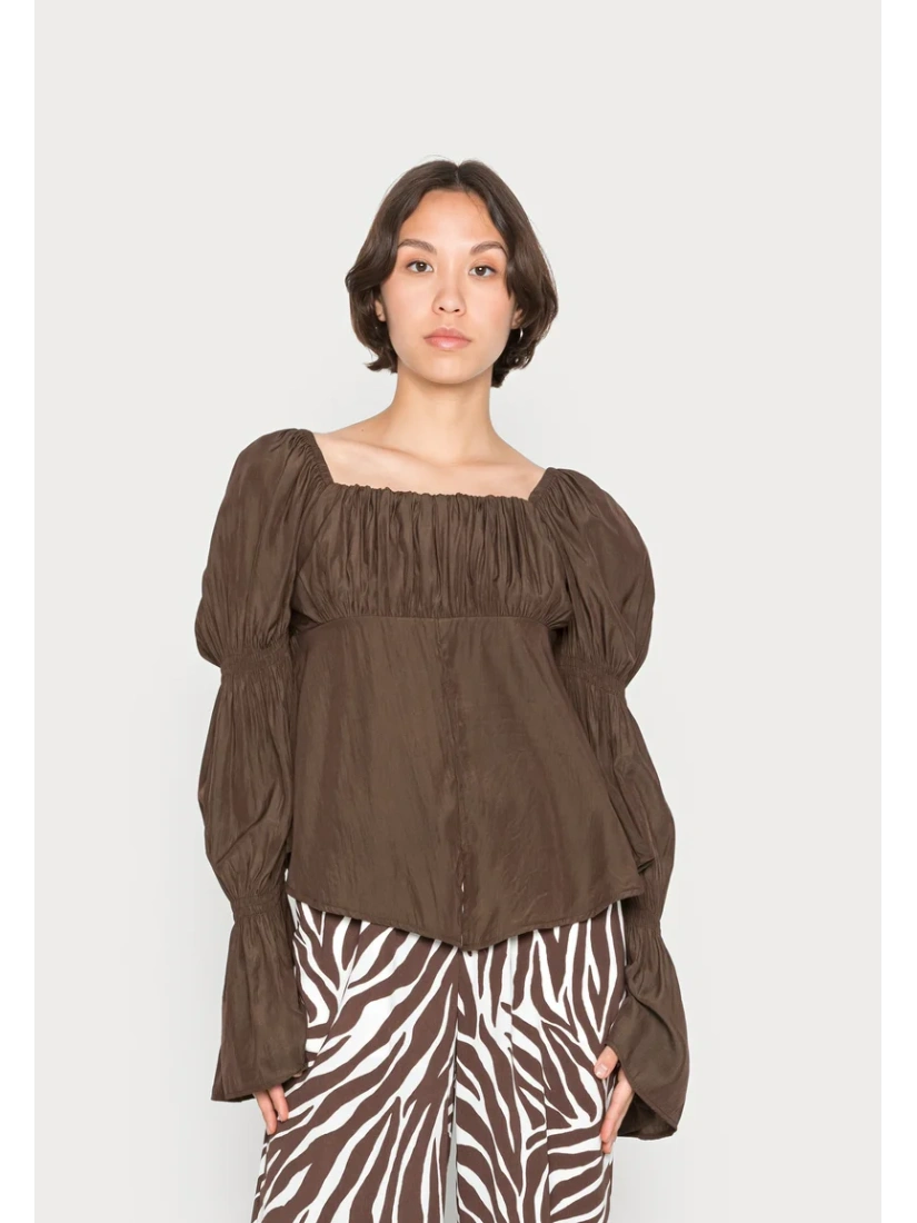 MILKMAID FLUTED - Blusa - chocolate