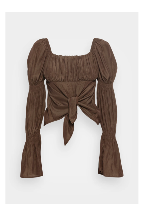 MILKMAID FLUTED - Blusa - chocolate