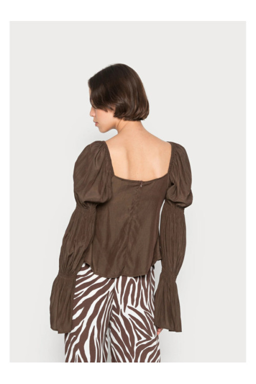 MILKMAID FLUTED - Blusa - chocolate