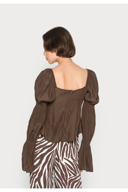 MILKMAID FLUTED - Blusa - chocolate