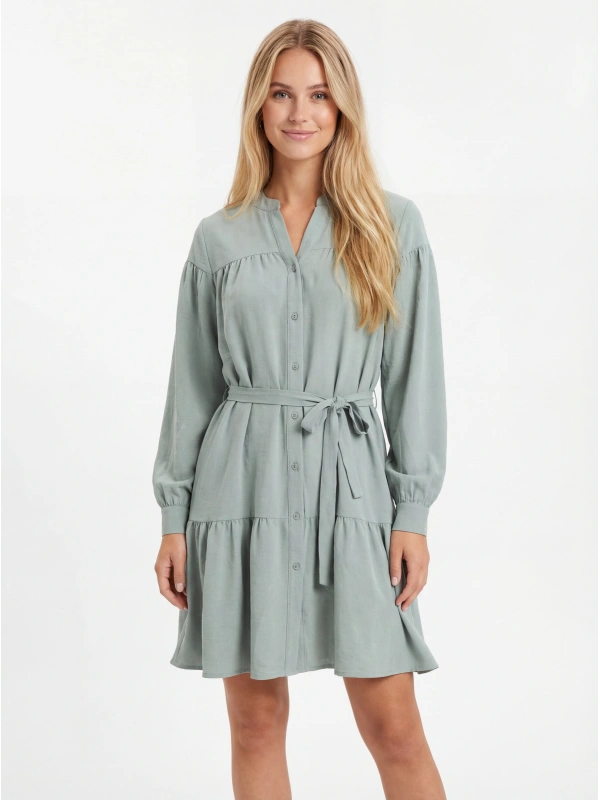 V-neck shirt dress