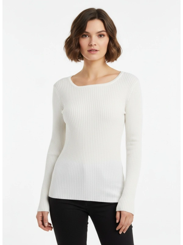 Asymmetric Ribbed Long-sleeved top