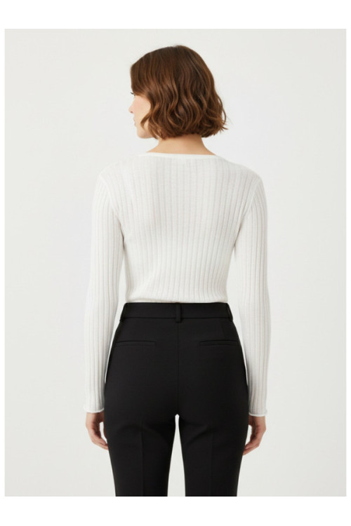 Asymmetric Ribbed Long-sleeved top