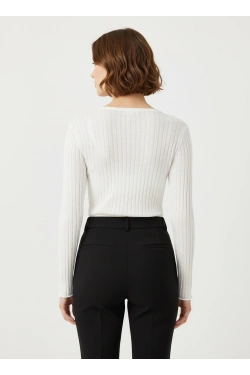 Asymmetric Ribbed Long-sleeved top