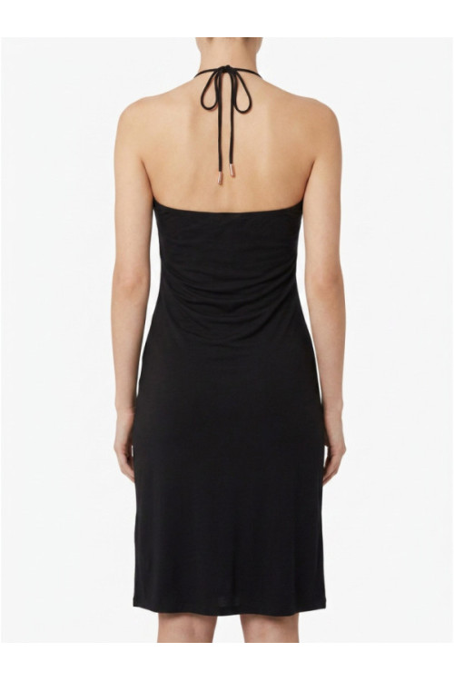 Thin Tie Halterneck Midi Jersey  Dress
