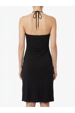 Thin Tie Halterneck Midi Jersey  Dress