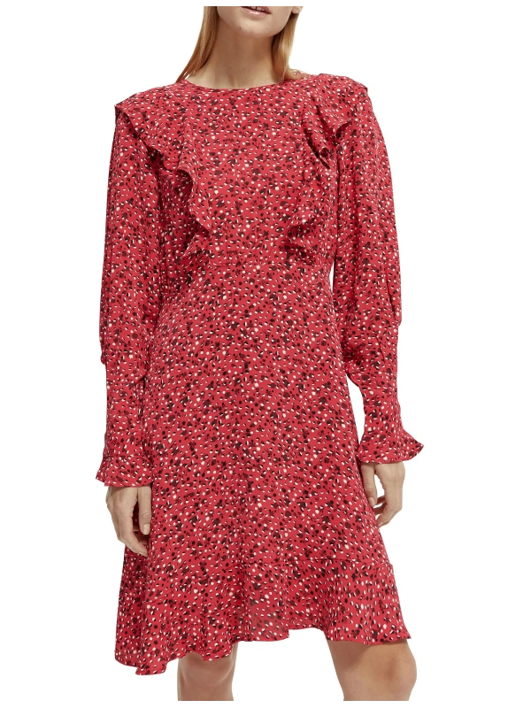 Ruffled long-sleeved mini  Dress