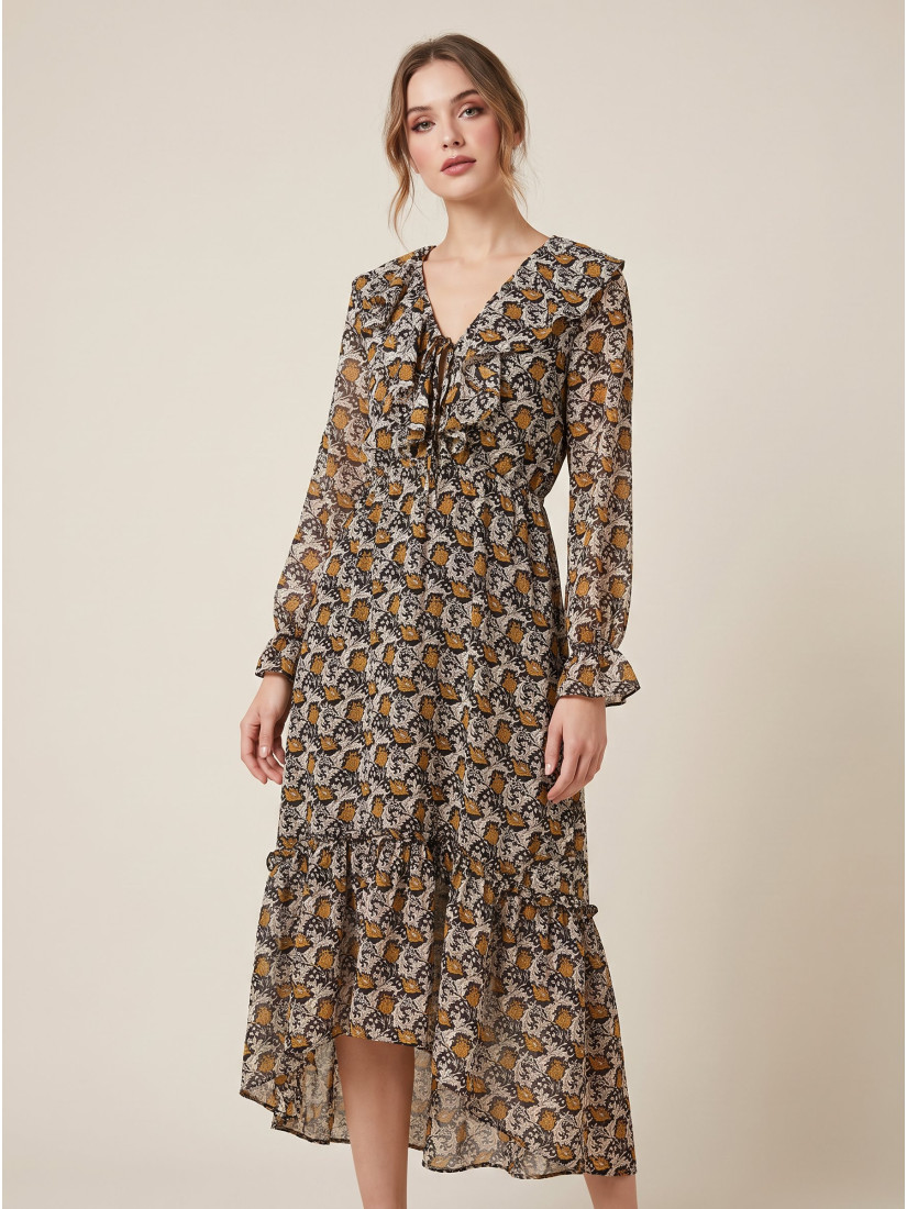 Penny Paistey Flower Ruffle Maxi suknelė