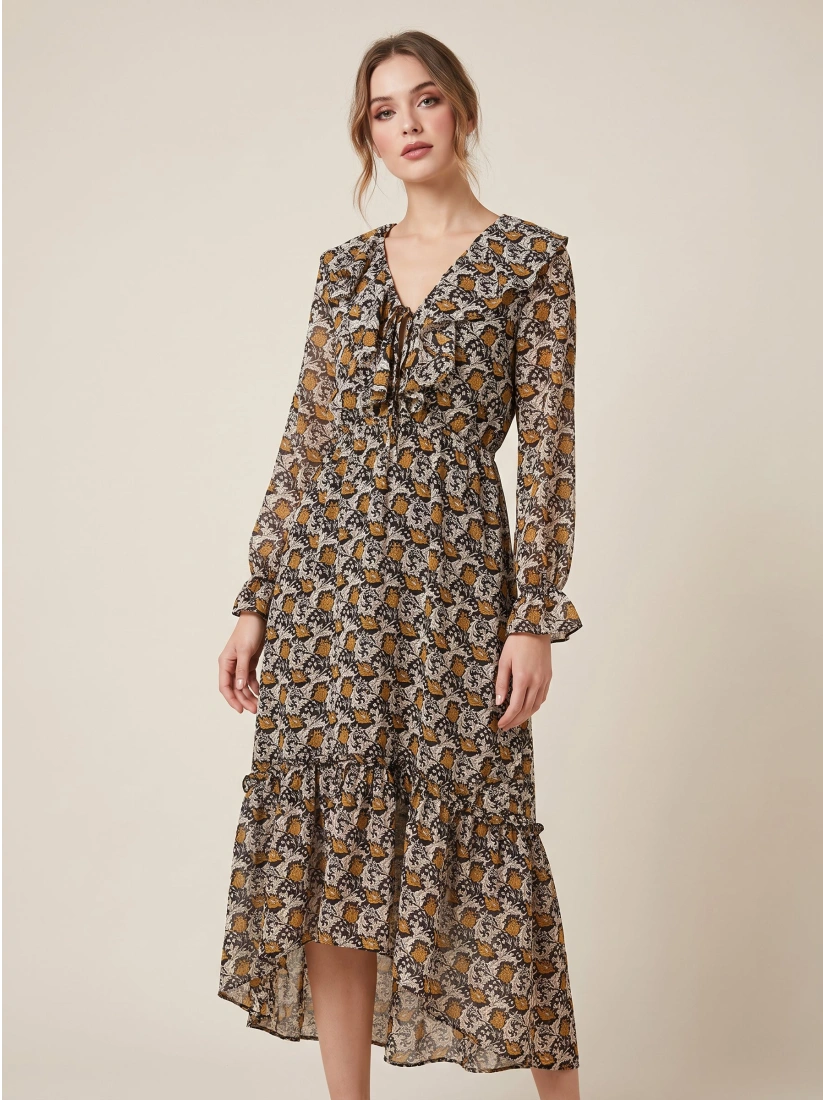 Penny Paistey Flower Ruffle Maxi suknelė