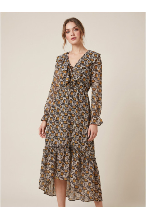 Penny Paistey Flower Ruffle Maxi suknelė