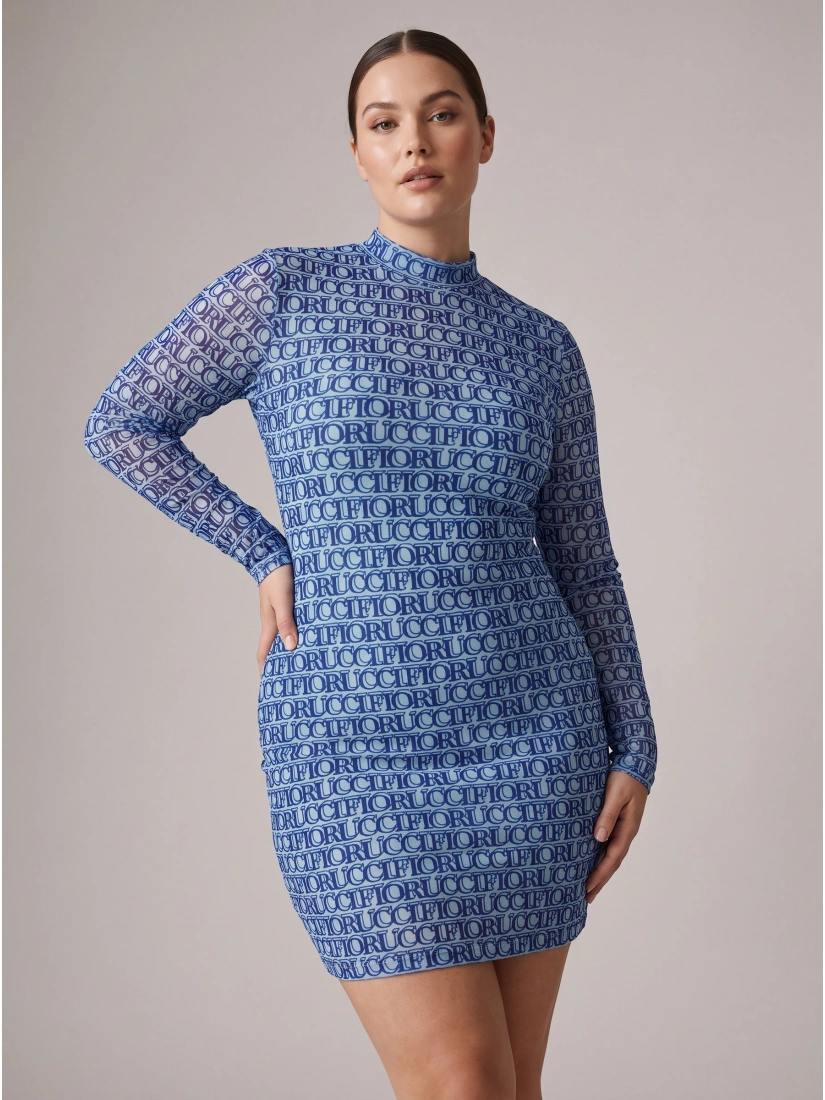 ALL OVER MONOGRAM FLOCKED MESH Dress
