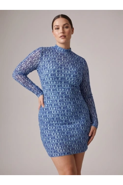 ALL OVER MONOGRAM FLOCKED MESH Dress